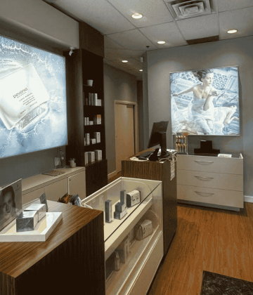 Freshly painted interior walls and trim in a commercial building.